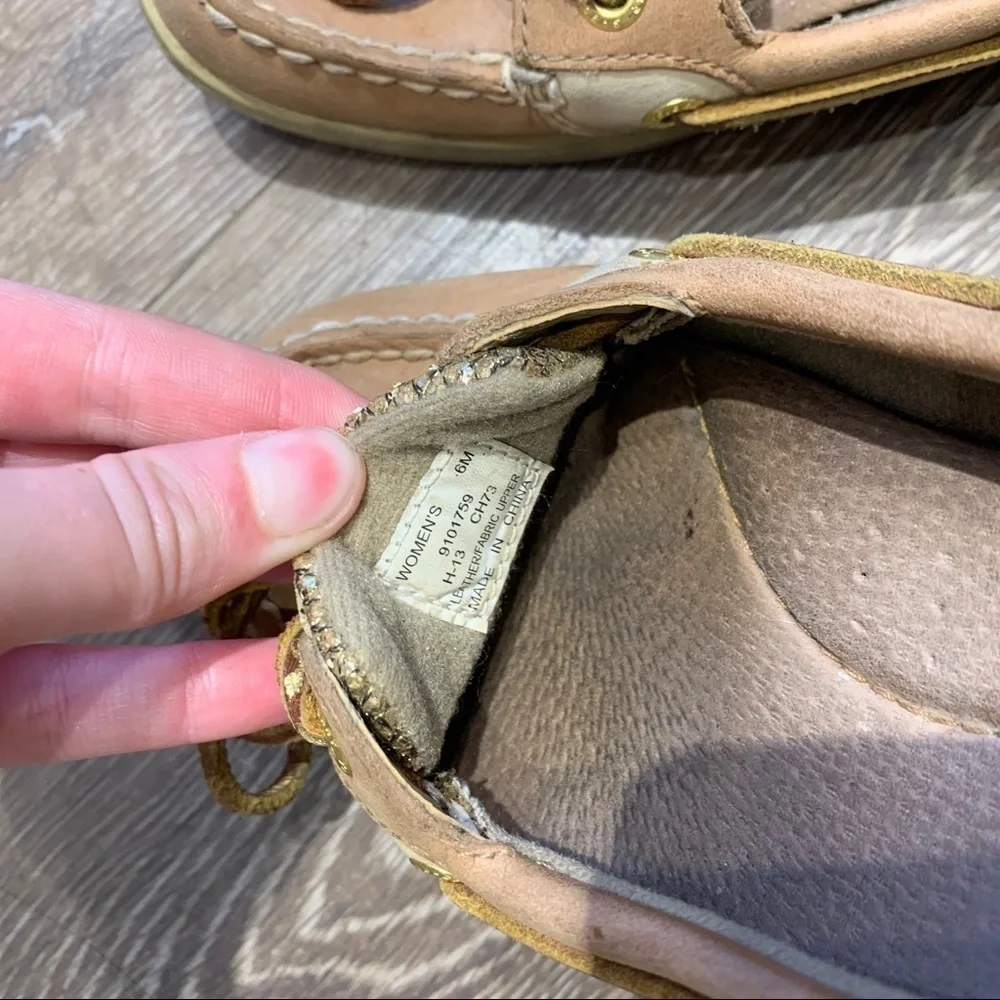 Sperry Tan & Gold Anglefish Boat Shoes